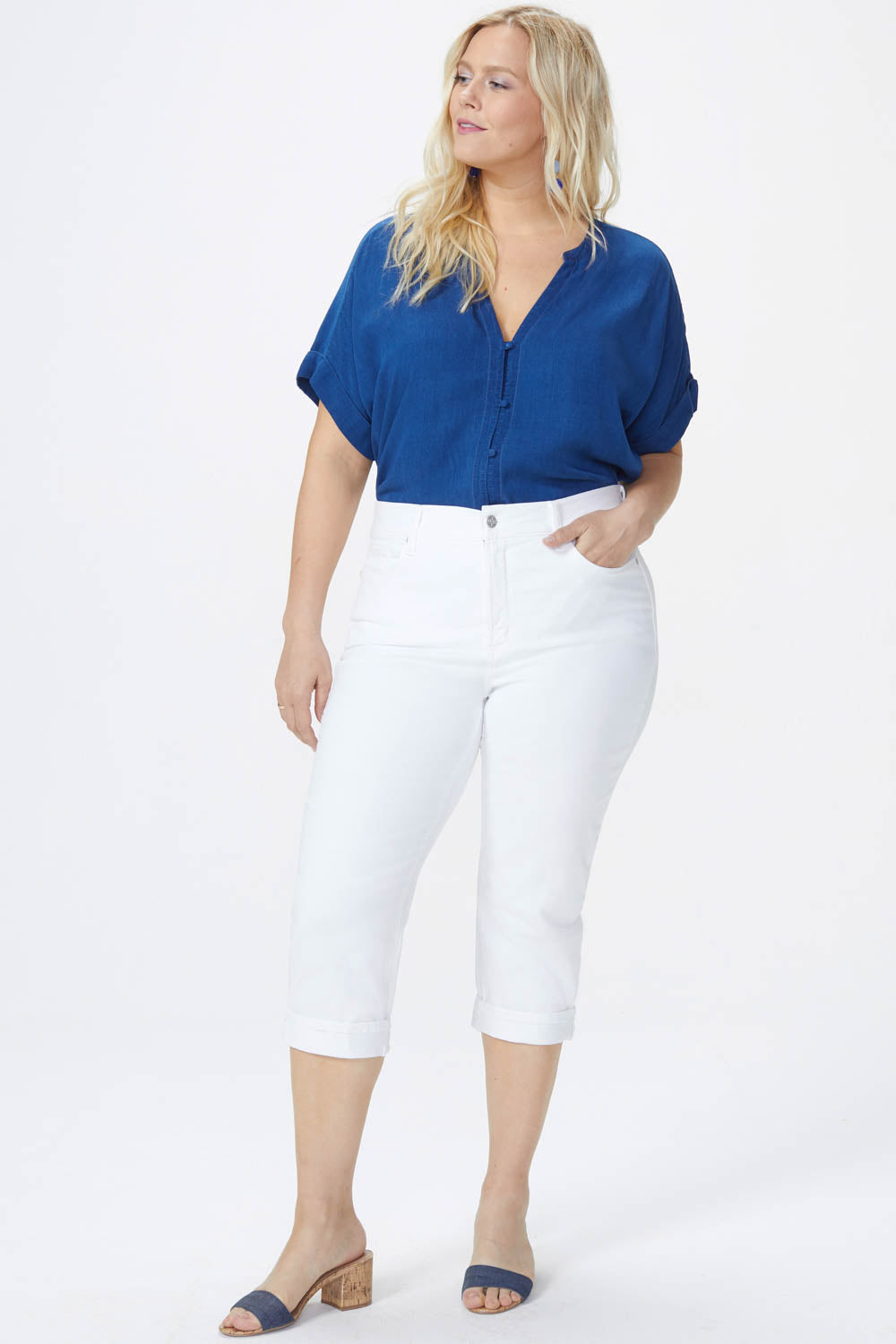 NYDJ Marilyn Straight Crop Jeans In Plus Size  - Optic White