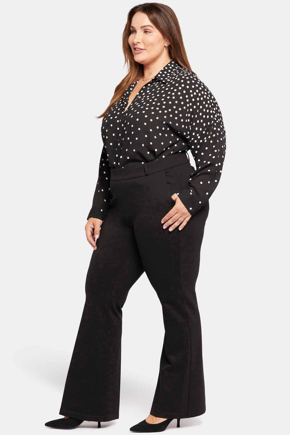 NYDJ Pull-On Flared Trouser Pants In Plus Size Sculpt-Her™ Collection - Black