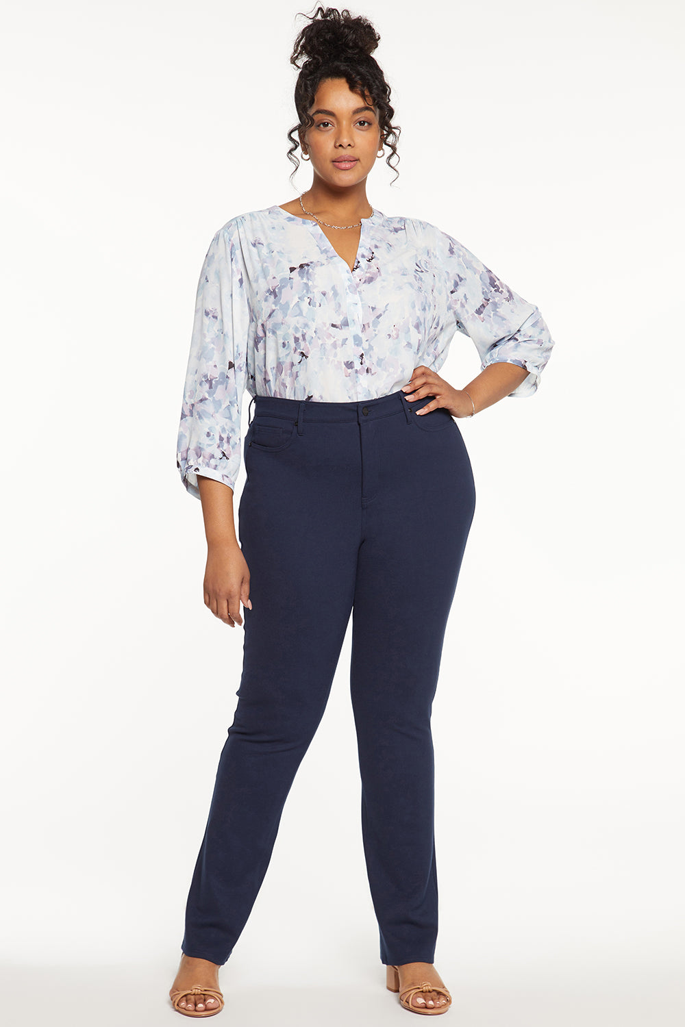 NYDJ Marilyn Straight Pants In Plus Size Sculpt-Her™ Collection - Oxford Navy