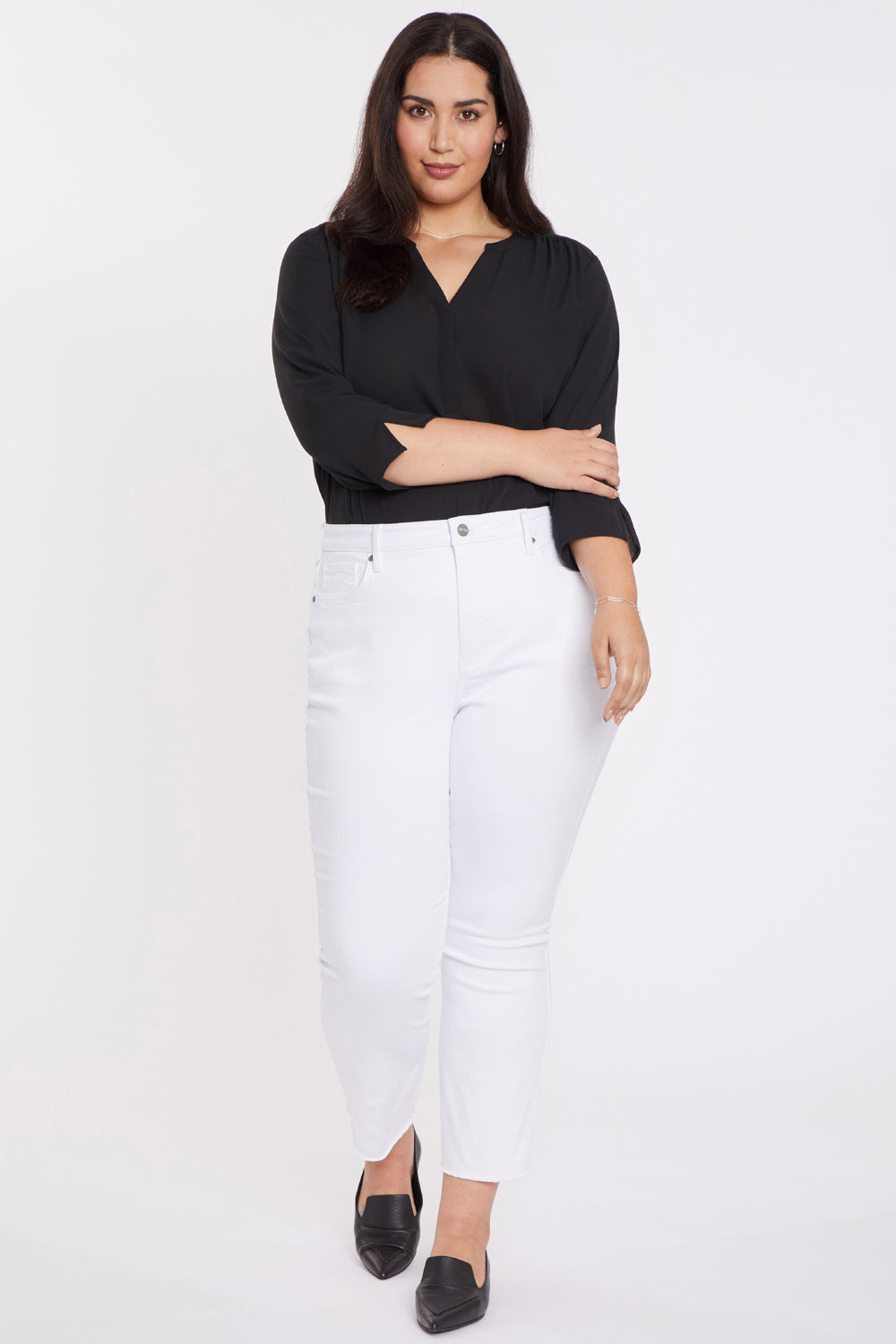 Slim Bootcut Ankle Jeans In Plus Size In Cool Embrace® Denim With Frayed  Hems - Optic White White | NYDJ