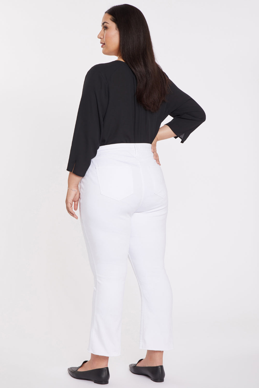 NYDJ Slim Bootcut Ankle Jeans In Plus Size In Cool Embrace® Denim With Frayed Hems - Optic White