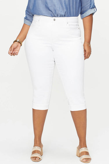 NYDJ Marilyn Straight Crop Jeans In Plus Size In Cool Embrace® Denim With Cuffs - Optic White