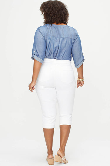 NYDJ Marilyn Straight Crop Jeans In Plus Size In Cool Embrace® Denim With Cuffs - Optic White