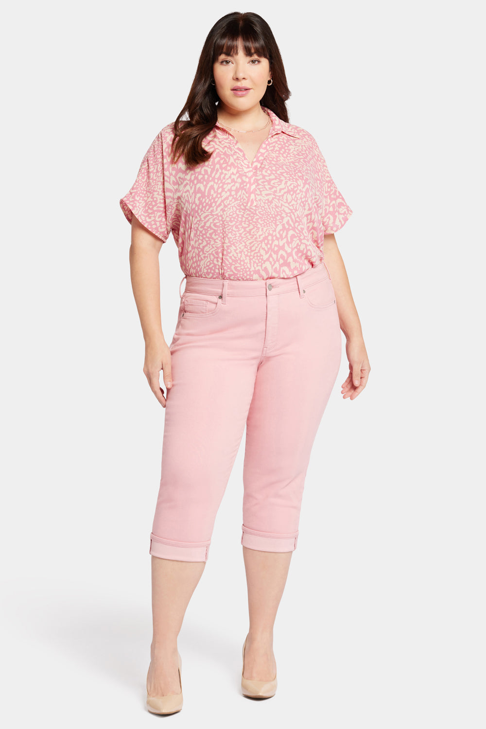 NYDJ Marilyn Straight Crop Jeans In Plus Size In Cool Embrace® Denim With Cuffs - Aphrodite