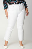 NYDJ Marilyn Straight Ankle Jeans In Plus Size In Cool Embrace® Denim With Raw Hem - Optic White