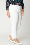 NYDJ Marilyn Straight Ankle Jeans In Plus Size In Cool Embrace® Denim With Raw Hem - Optic White