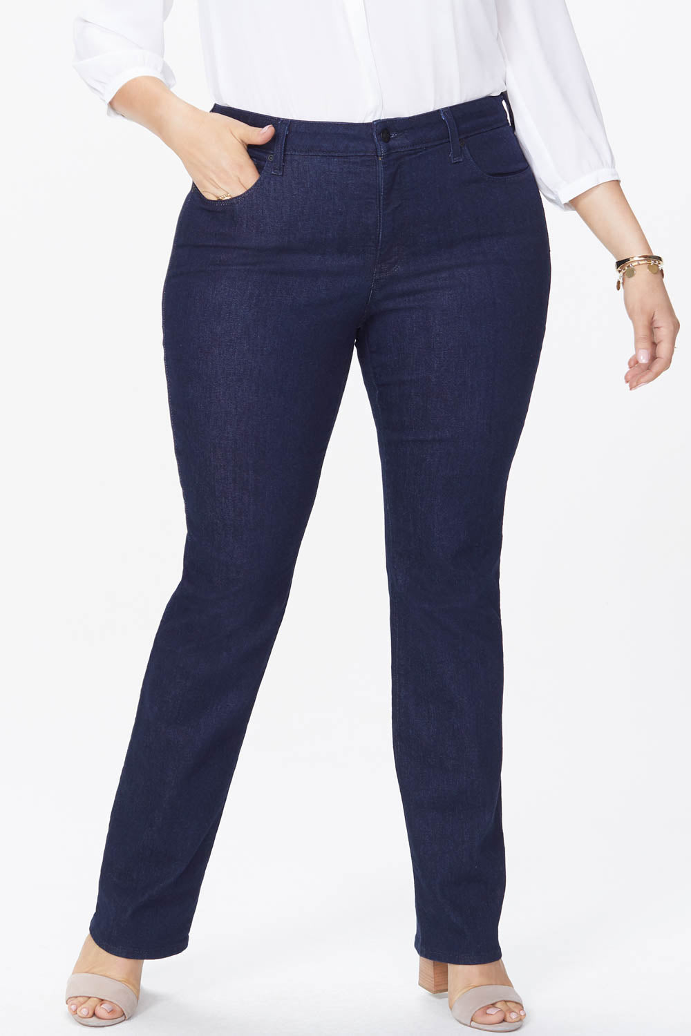 NYDJ Marilyn Straight Jeans In Plus Size  - Rinse