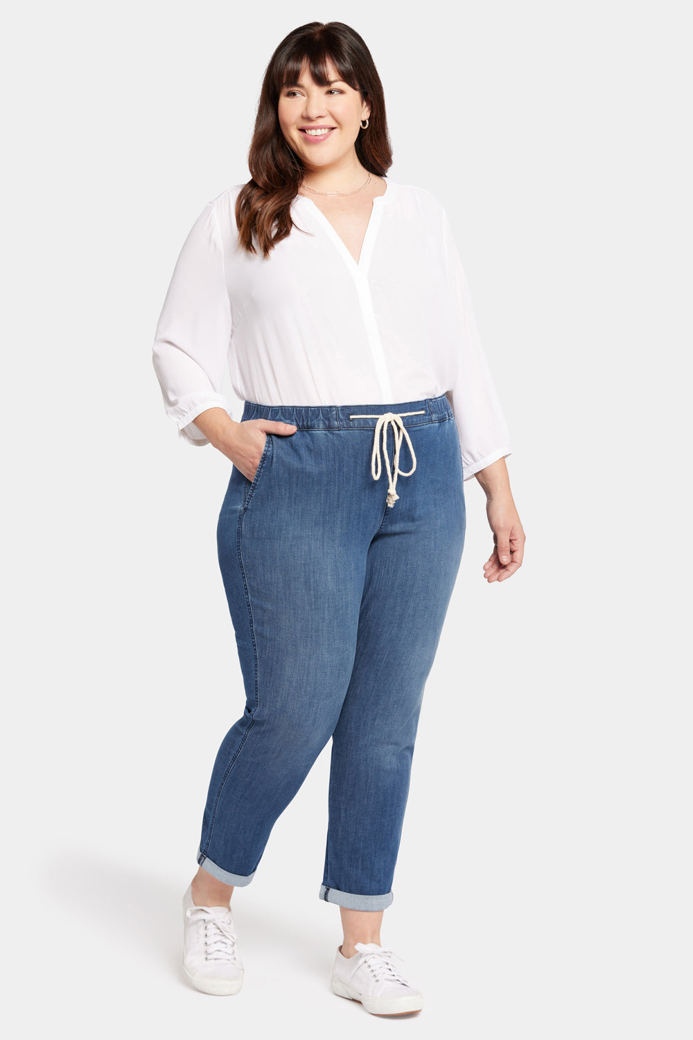 NYDJ Slim Jogger Ankle Pants In Plus Size With Roll Cuffs - Elegance