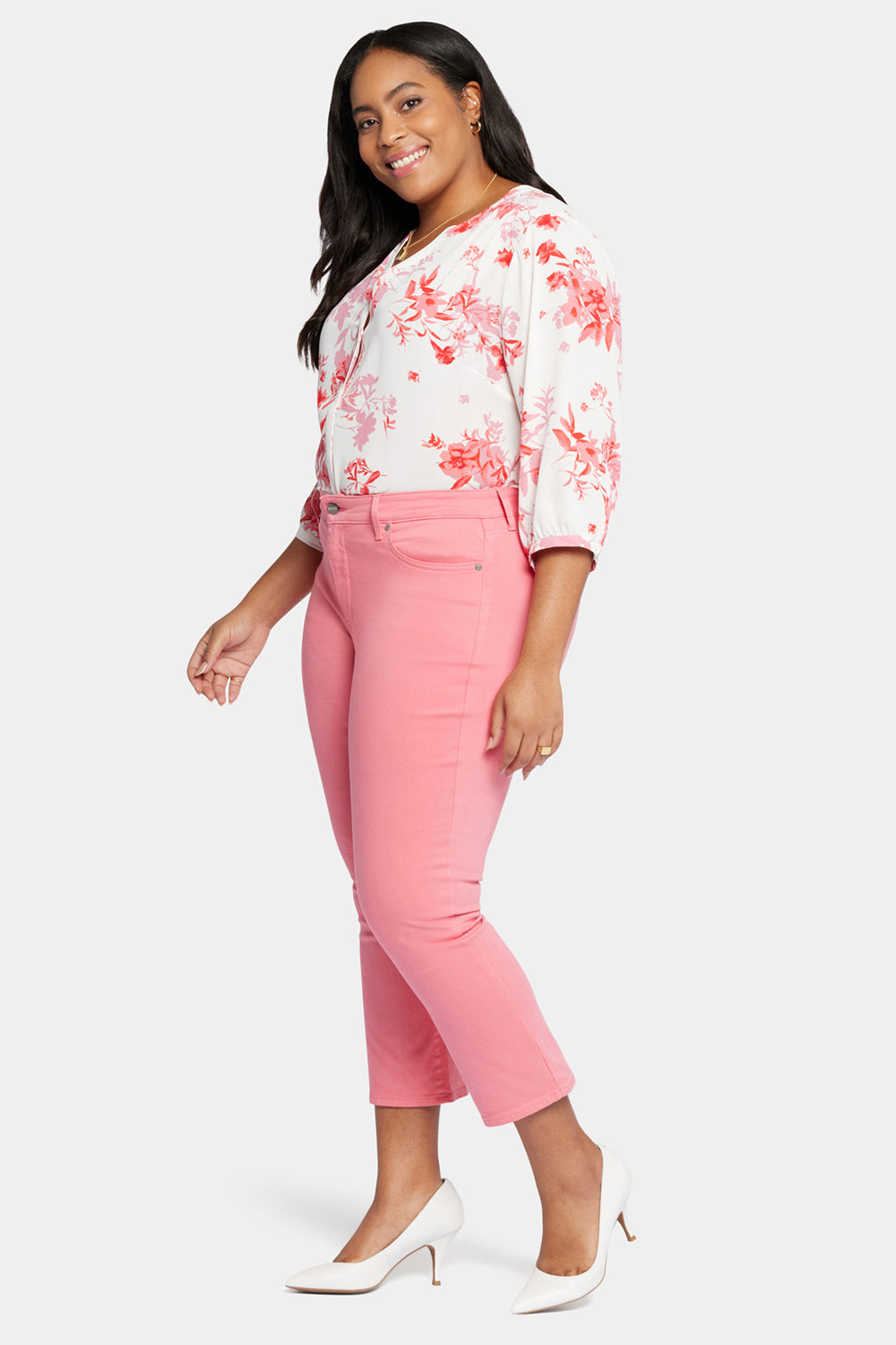 NYDJ Marilyn Straight Ankle Jeans In Plus Size  - Pink Punch