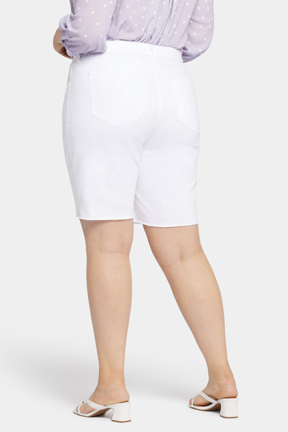 NYDJ Boyfriend Denim Shorts In Plus Size With Frayed Hems - Optic White
