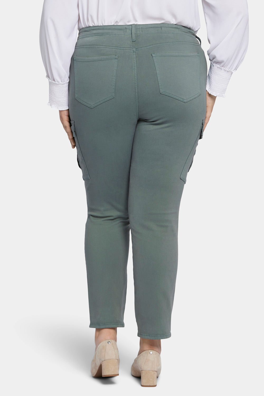 NYDJ Sheri Slim Jeans In Plus Size With Cargo Pockets - Sage Leaf