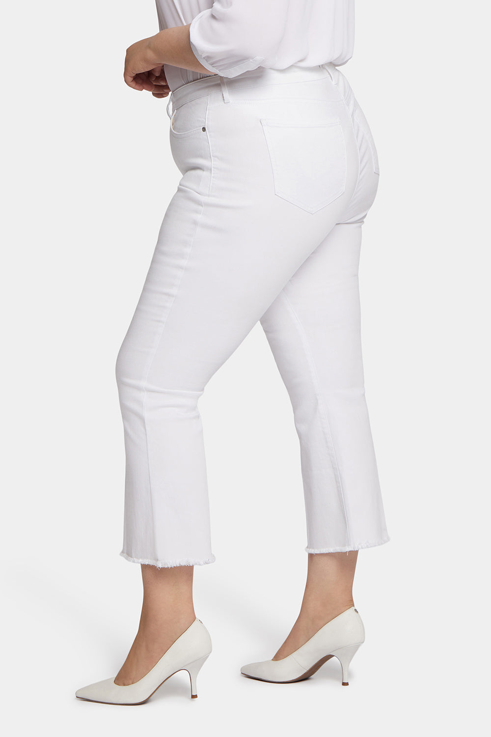 NYDJ Ava Flared Ankle Jeans In Plus Size With Frayed Hems - Optic White