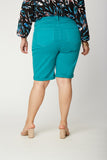 NYDJ Briella 11 Inch Denim Shorts In Plus Size With Roll Cuffs - Cabana Green
