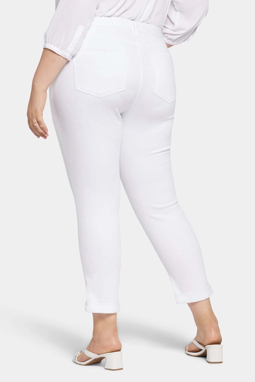 NYDJ Sheri Slim Ankle Jeans In Plus Size With Roll Cuffs - Optic White