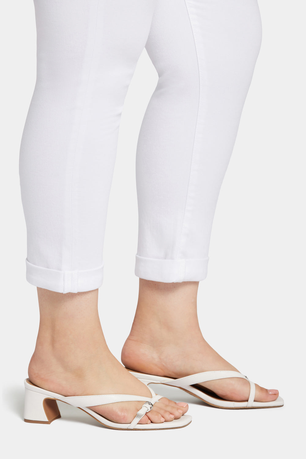 NYDJ Sheri Slim Ankle Jeans In Plus Size With Roll Cuffs - Optic White