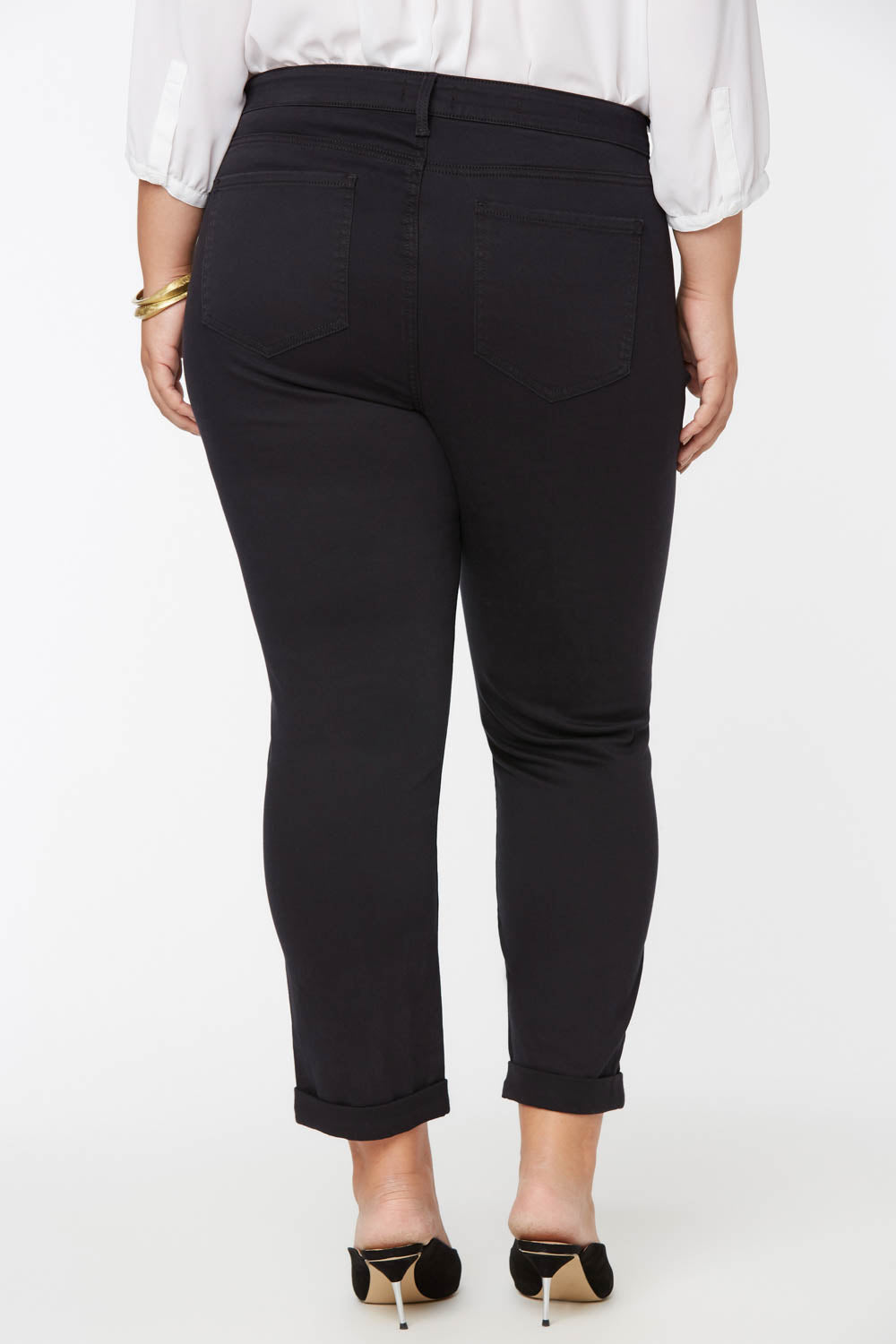 NYDJ Sheri Slim Ankle Jeans In Plus Size With Roll Cuffs - Black