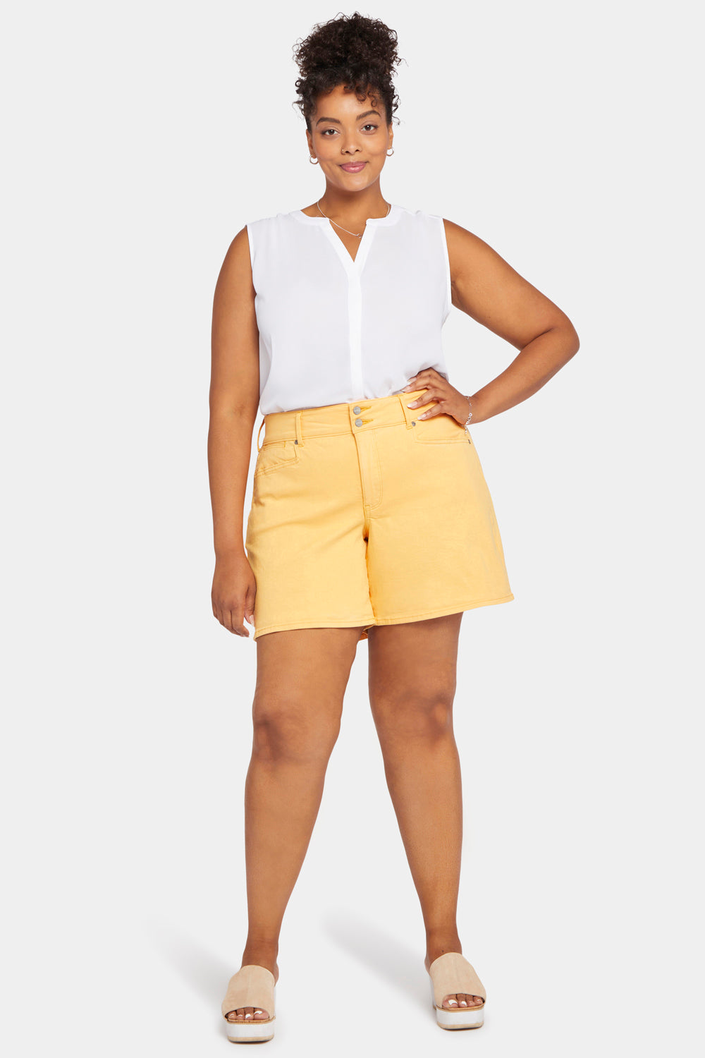 NYDJ Roxanne Denim Shorts In Plus Size  - Mango Sorbet
