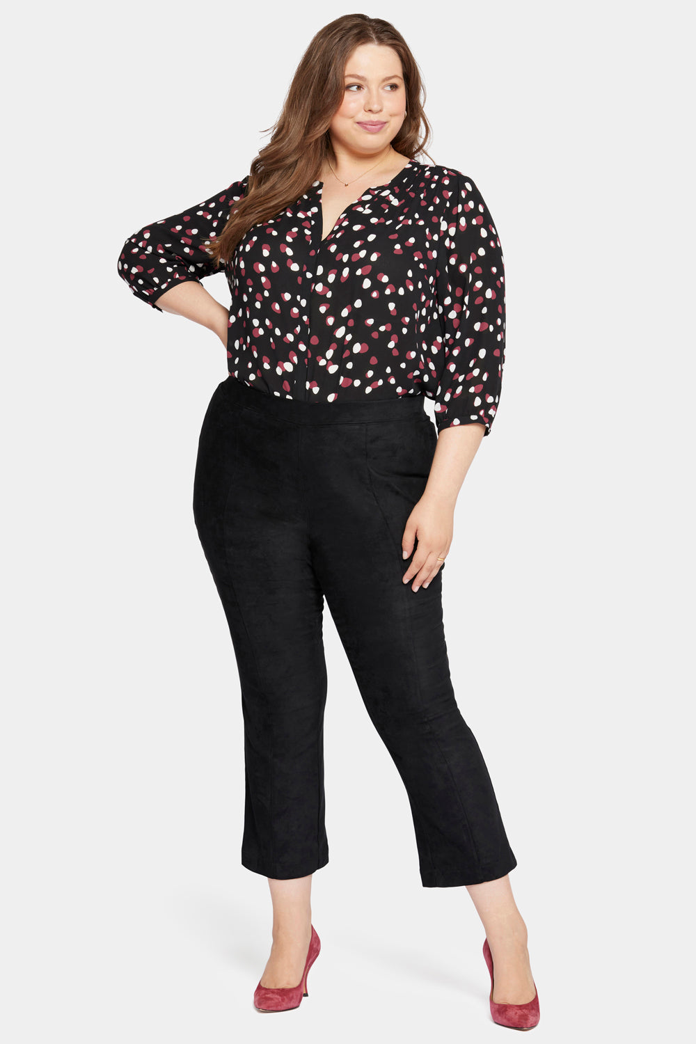 NYDJ Slim Bootcut Pull-On Pants In Plus Size In Stretch Faux Suede - Black
