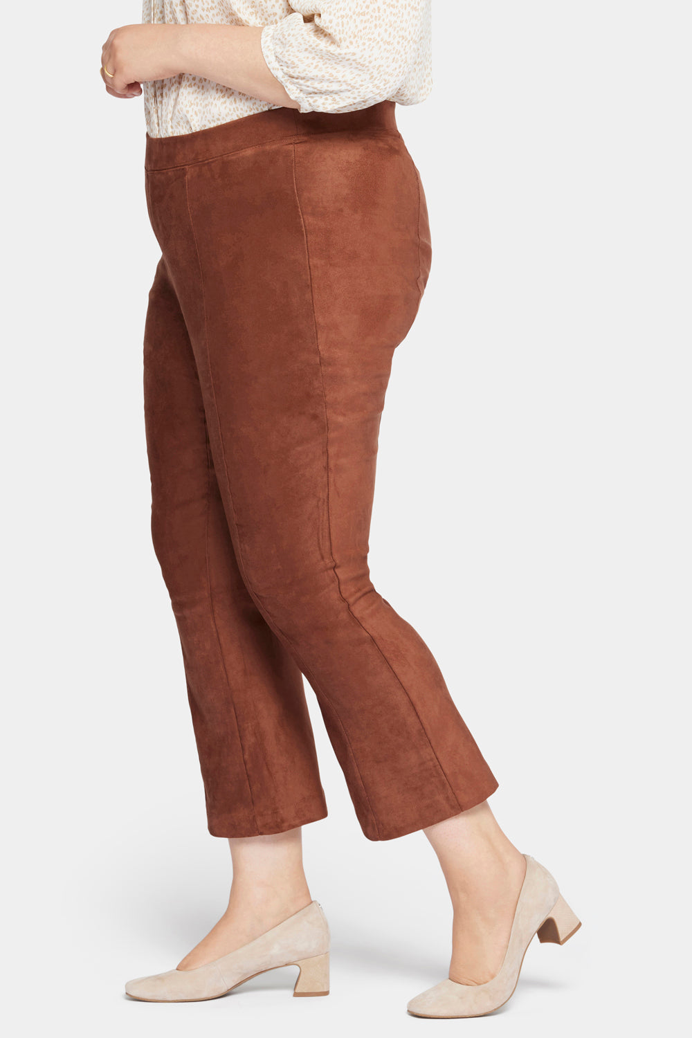 NYDJ Slim Bootcut Pull-On Pants In Plus Size In Faux Suede - Coffee Bean