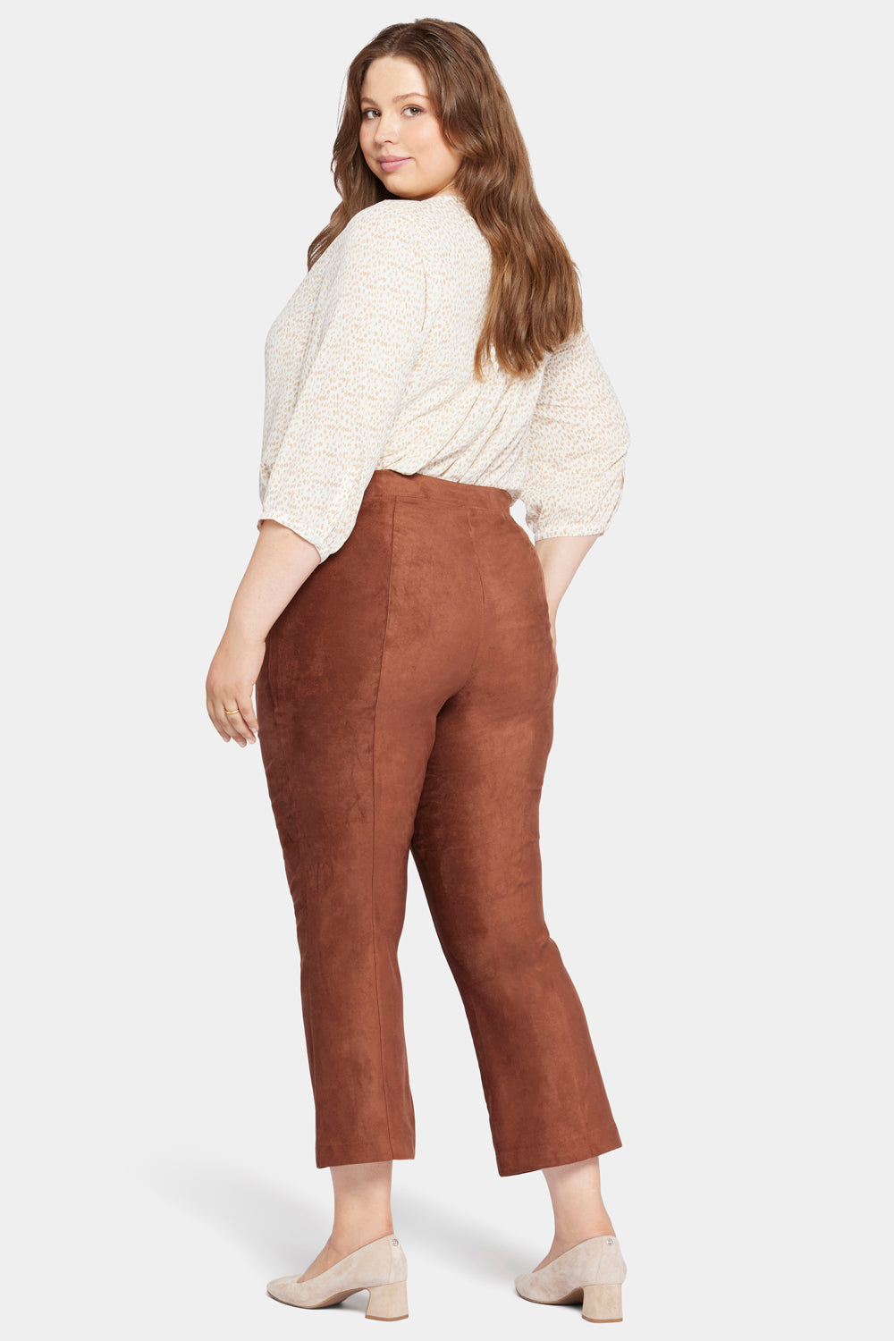 Slim Bootcut Pull-On Pants In Stretch Faux Suede - Dark Cherry Red