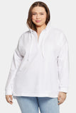 NYDJ Lace Trimmed Pullover Hoodie In Plus Size Forever Comfort™ Collection - Optic White
