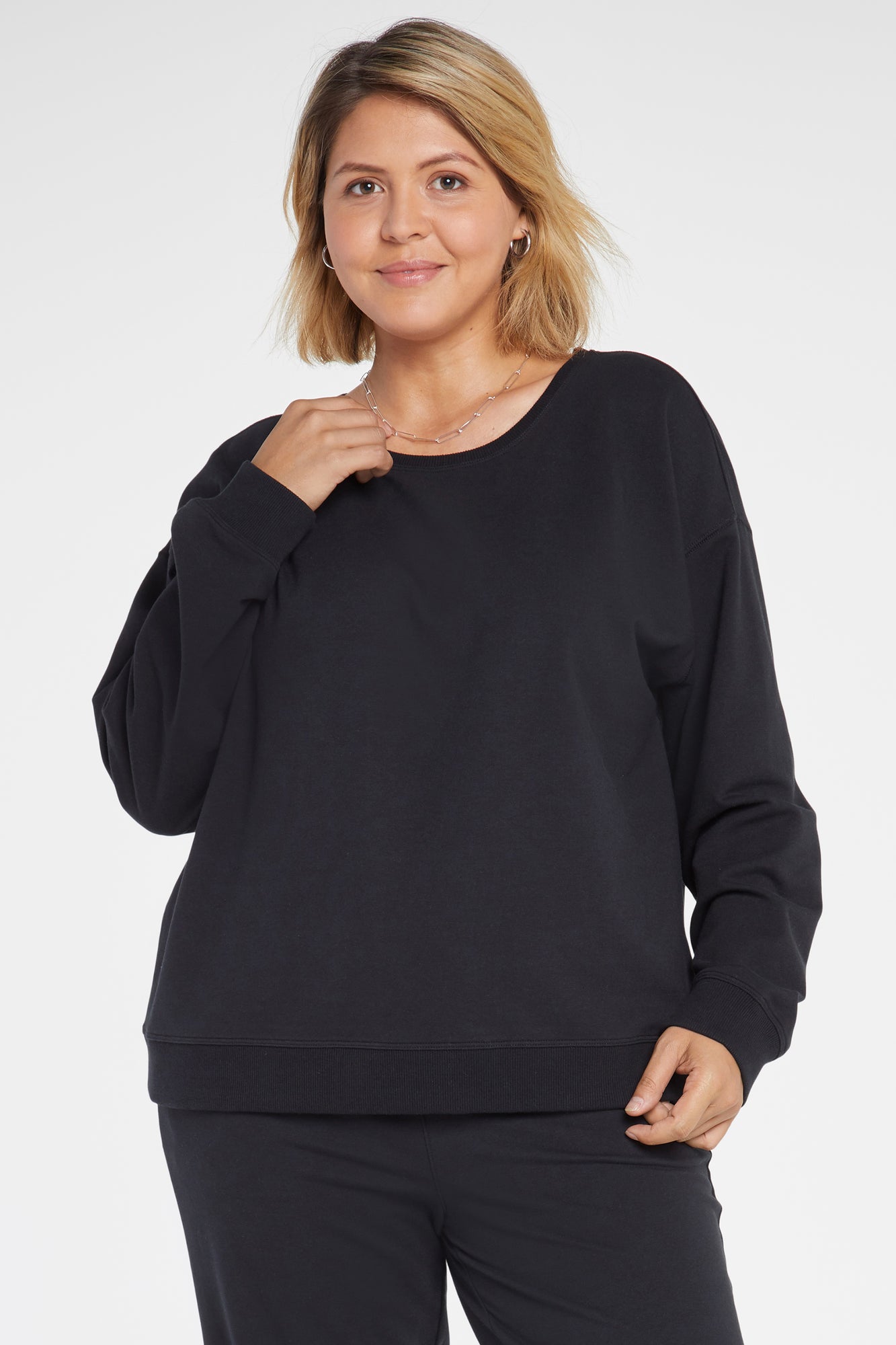 NYDJ Basic Sweatshirt In Plus Size Forever Comfort™ Collection - Black