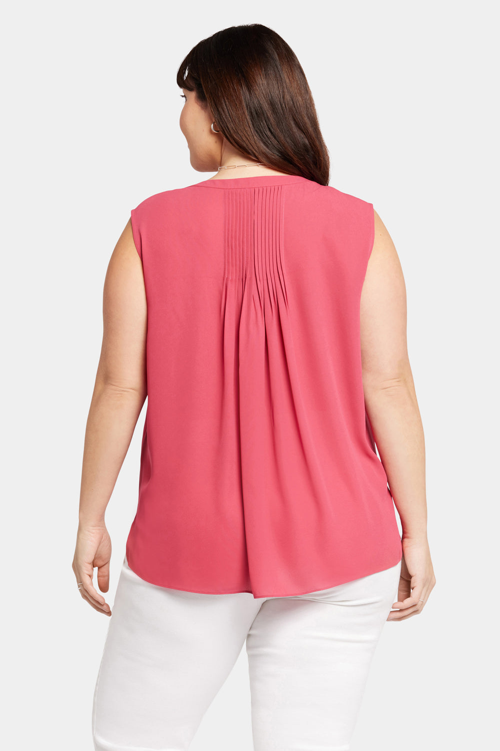 Sleeveless Pintuck Blouse In Plus Size - Raspberry Pink Pink | NYDJ
