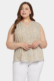 NYDJ Sleeveless Pintuck Blouse In Plus Size  - Sand Cat