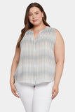 NYDJ Sleeveless Pintuck Blouse In Plus Size  - Azure Oracle