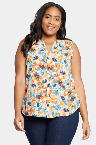 NYDJ Sleeveless Pintuck Blouse In Plus Size  - Cottage Pond