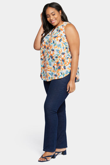 NYDJ Sleeveless Pintuck Blouse In Plus Size  - Cottage Pond