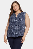 NYDJ Sleeveless Pintuck Blouse In Plus Size  - Sugarloaf