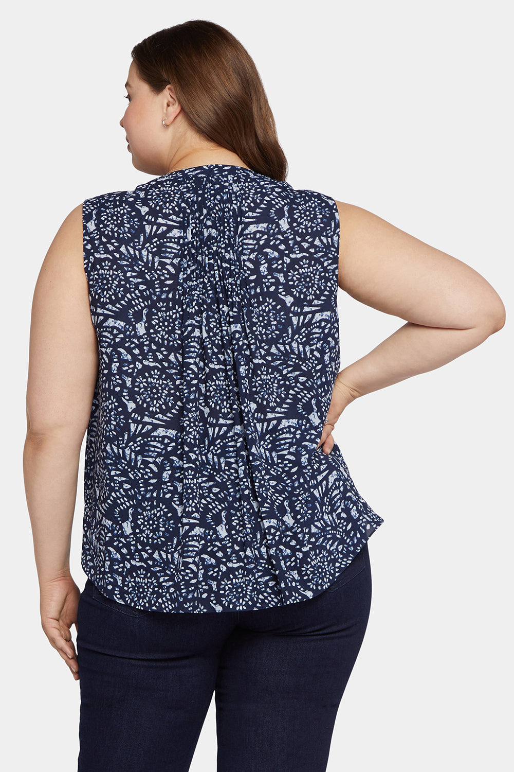 NYDJ Sleeveless Pintuck Blouse In Plus Size  - Sugarloaf