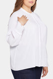 NYDJ Pleated Peasant Blouse In Plus Size  - Optic White