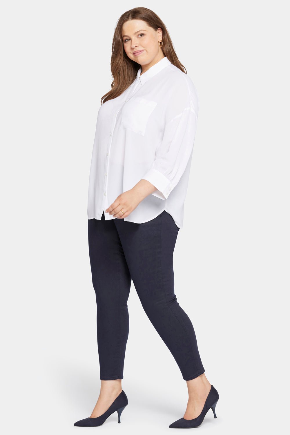 NYDJ Zoey Blouse in Plus Size  - Optic White