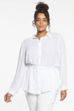 NYDJ Belted Tunic Blouse In Plus Size  - Optic White