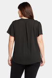 NYDJ Flounce Sleeve Blouse In Plus Size  - Black