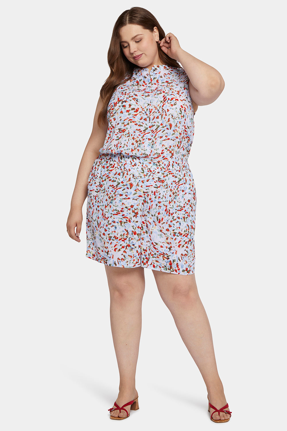NYDJ Mandarin Blouse And Short Set In Plus Size  - Artesia