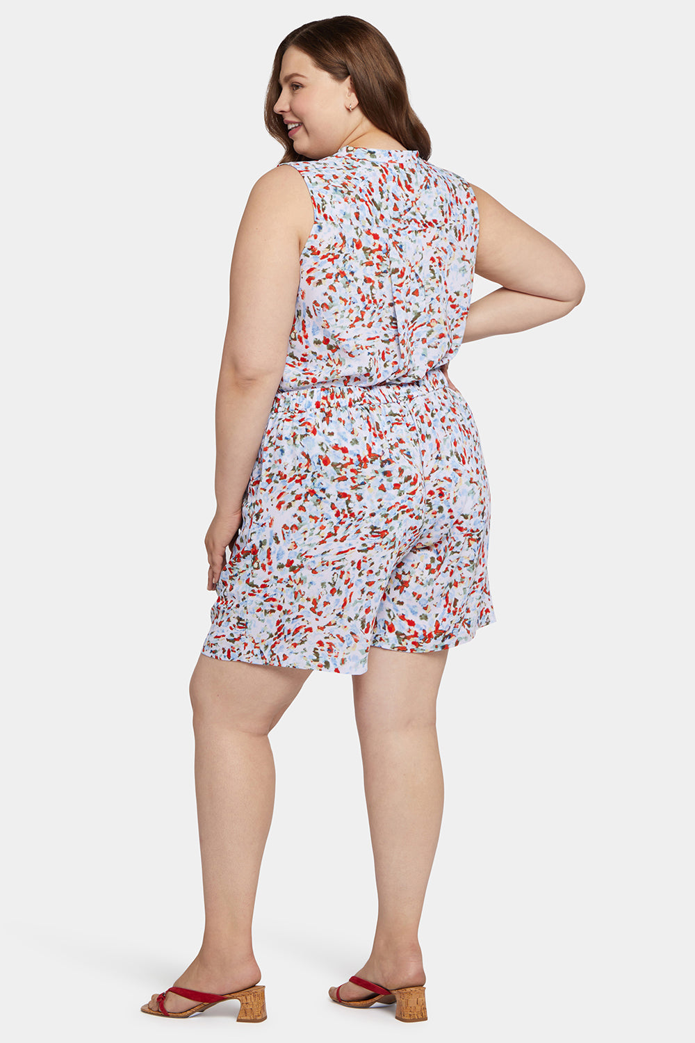 NYDJ Mandarin Blouse And Short Set In Plus Size  - Artesia