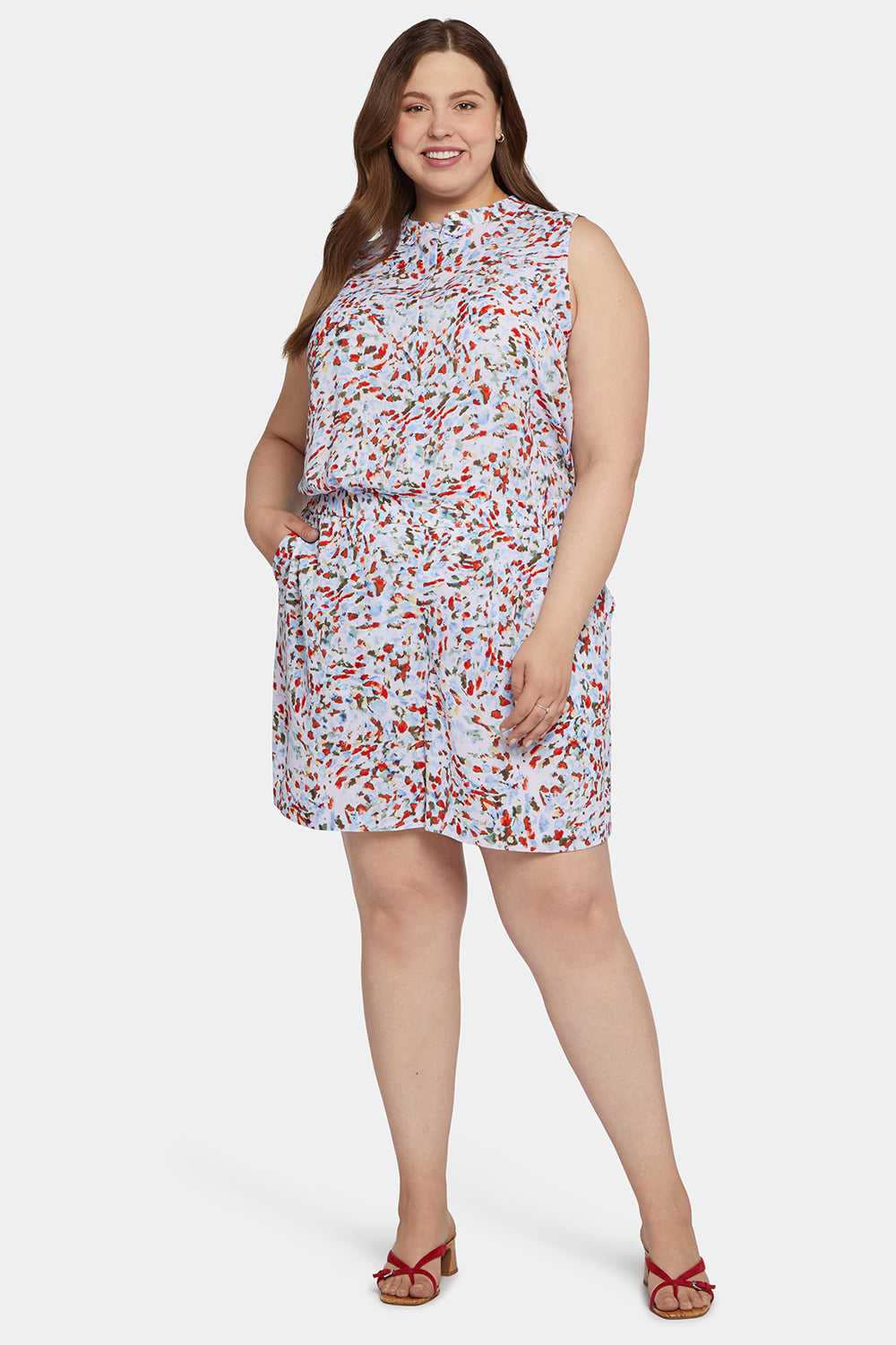 NYDJ Mandarin Blouse And Short Set In Plus Size  - Artesia