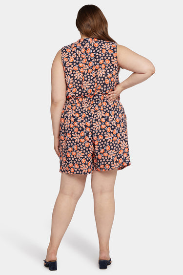 NYDJ Mandarin Blouse And Short Set In Plus Size  - Rose Haven