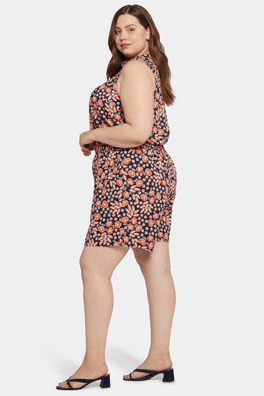 NYDJ Mandarin Blouse And Short Set In Plus Size  - Rose Haven