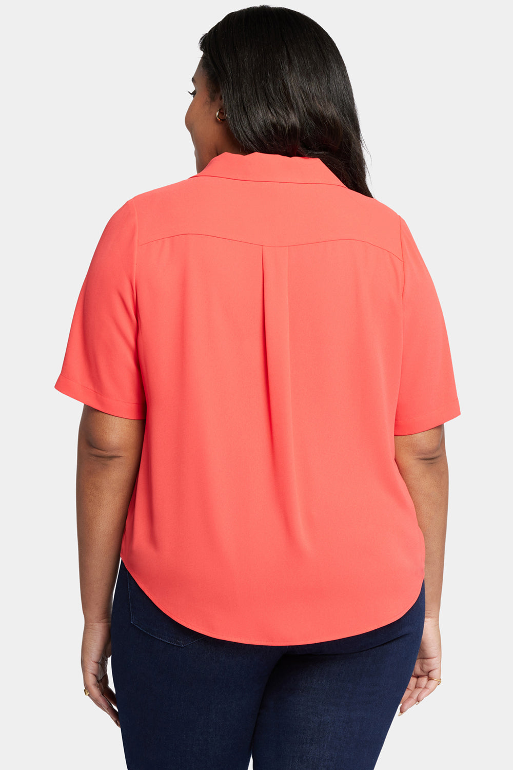 NYDJ Gabrielle Short Sleeved Blouse In Plus Size  - Red Fox