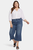 NYDJ Patchie Wide Leg Capri Jeans In Plus Size With Frayed Hems - Caliente