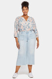 NYDJ Patchie Wide Leg Capri Jeans In Plus Size With Frayed Hems - Dunes