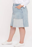 NYDJ Midi Skirt In Plus Size With Patch Detail and Frayed Hem - Destructed Radiance Base