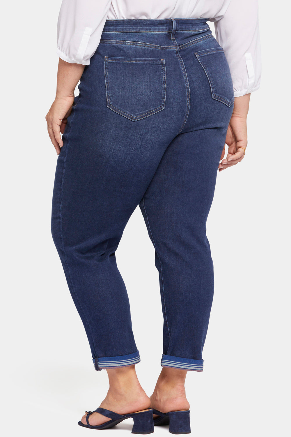 NYDJ Margot Girlfriend Jeans In Plus Size With Roll Cuffs - Blue Moon