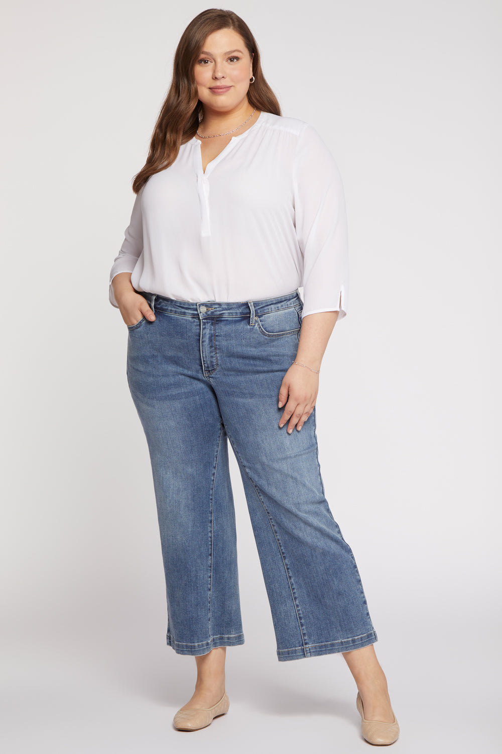 NYDJ Teresa Wide Leg Ankle Jeans In Plus Size With Contoured Inseams - Loire