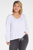 NYDJ Long Sleeved Drawstring Tee In Plus Size Forever Comfort™ Collection - Optic White