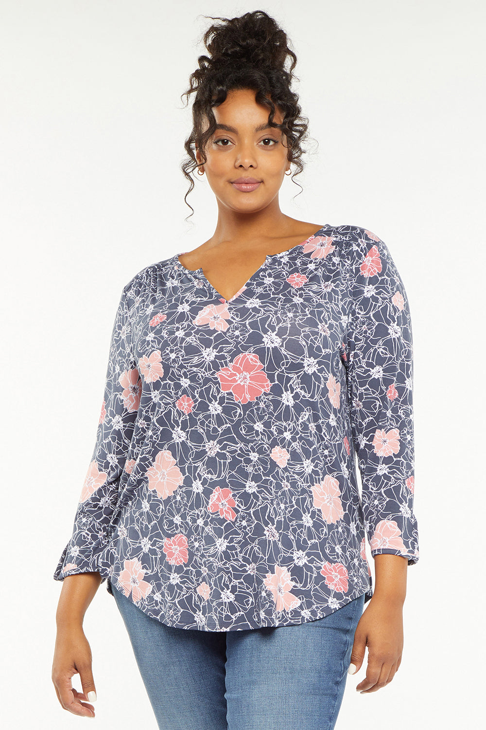 NYDJ Perfect Tee In Plus Size  - Haven Blossoms